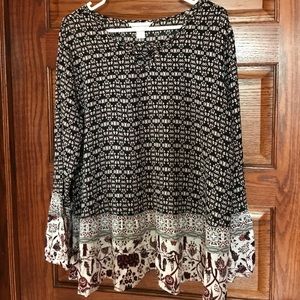 Pleasant navy blue/maroon/white blouse